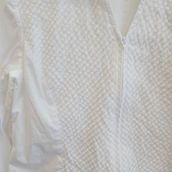 💕 Barrie Pace White Long Sleeves Zipper Down Blouse Top Women's Large Petite - Picture 5 of 6